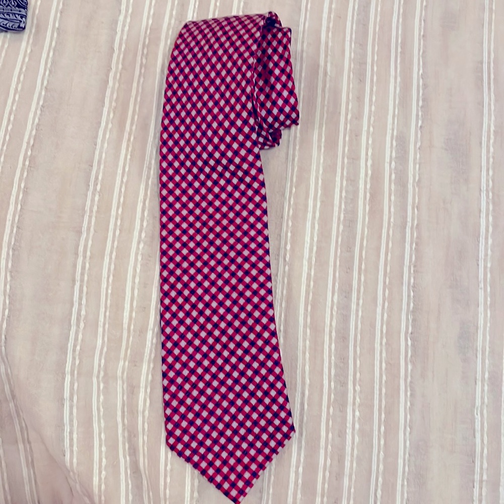 Men’s tie - Nautica blue and red check pattern